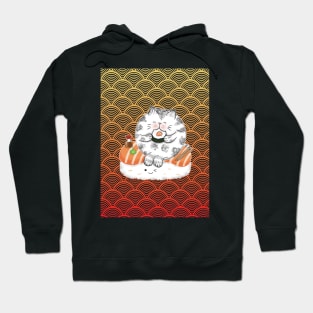 Salmon Sushi Cat Funny Neko Bench Hoodie